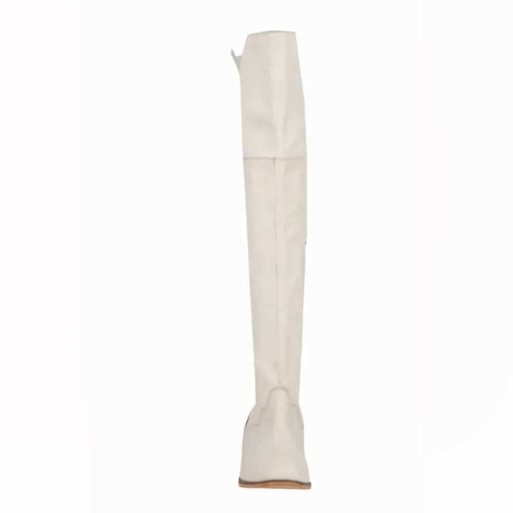 Genuine Leather Cream Over The Knee Women's Boots/ also can roll down! - Picture 3 of 16